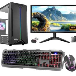 BullOne All-in-One Desktop Computer, 22inch Moniter, Core i5 8500, 32GB RAM, 1TB SSD, RGB Keyboard, Mouse, WiFi, RGB Gaming Cabinet, Win 11 (32-1TB) image 1