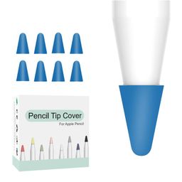 OJOS 8 Pcs Silicone Pencil Nib/Tip Protector Cap for Drawing Noiseless Compatible for Apple Pencil 1st/2nd Replacement Non-Slip Writing Nib/Tip Protector (Dark Blue) image 1