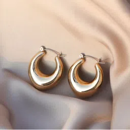 Joker & Witch Minimal Drop Shaped Gold Hoops For Women-picture-9