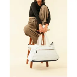 Assembly Premium Polyester Large Duffle Bag (45L)-Weekender Overnight -Cream-picture-1