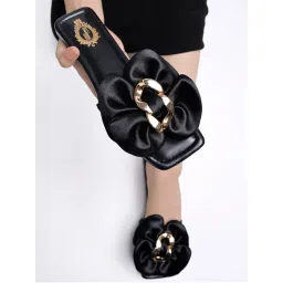 Shoetopia Stylish Oversized Bow Detailed Black Flats for Women-picture-28