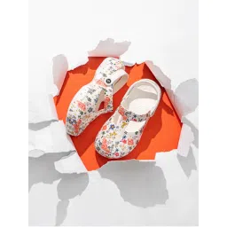 Indifeet White Stylish and Classic Waterproof Rubber Clogs with Floral Print-picture-41