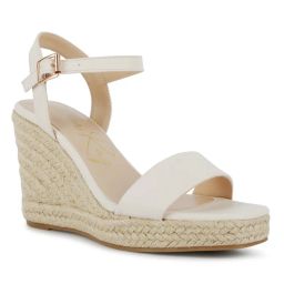 London Rag Woven Beige Wedges-picture-0