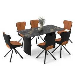 urban ladder Rosen 6 Seater Ceramic Dining Table With Tulip Dining Chairs-picture-39