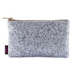 nykaa tools & accessories Nykaa Bling It On! Mini Travel-Size Makeup Pouch - Silver Flicker-picture-0