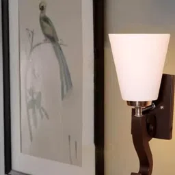 SWIATLO Brown & White Wood Frustum Shaped Wall Lamp-picture-48