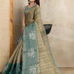 JYA Floral Printed Tissue Silk Saree For Women With Blouse Piece-image-85