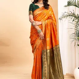 KALINI Woven Design Zari Silk Blend Banarasi Saree-56