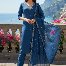 BAESD Women Ethnic Motifs Printed Kurta with Trouser & Dupatta-picture-3