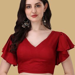 Oomph! V-Neck Ruffle SleevesSaree Blouse-25