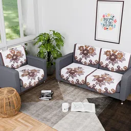 Kuber Industries White & Brown Printed Cotton Sofa Cover-image-83