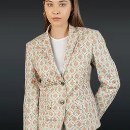 INDOPHILIA Women Printed Cotton Single Breasted Blazer-picture-14