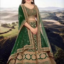 F Plus Fashion Girls Blue Silk Blend Semi-Stitched Lehenga Choli-image-26