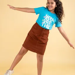TWEENY MINI Girls A-Line Knee-Length Pure Cotton Skirts-picture-10