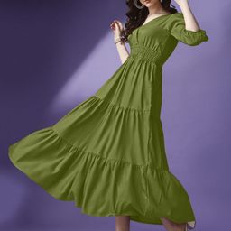 Femvy Tiered V-Neck Fit & Flare Maxi Dress-picture-37