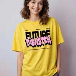 SMARTEES Typography Printed Round Neck Cotton Oversized T-shirt-image-66