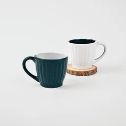 Storepedia Green & White Handcrafted Textured Ceramic Matte Cups Set of Cups and Mugs-14