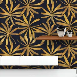 ArtzFolio Printed UV-Resistant Anti-Bacterial Gold Floral Pattern Peel & Stick Wallpaper-image-26
