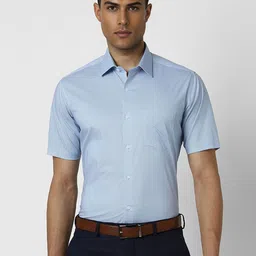 Van Heusen Men Spread Collar Micro Checked Cotton Slim Fit Formal Shirt-image-47