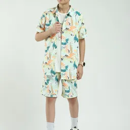 Monte Carlo Boys Printed Collared Shirt & Shorts With T-Shirt Clothing Set-image-81