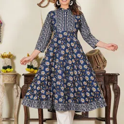KALINI Floral Printed Pure Cotton Anarkali Kurta-picture-22