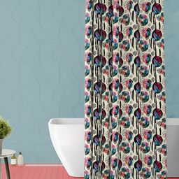 ArtzFolio Pink & Beige Printed Waterproof Shower Curtain-18