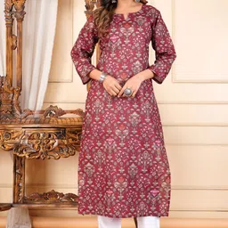 GUDWEARS Women Floral Printed Mirror Work Kurta-image-50