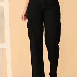 ADBUCKS Women Wide Leg High-Rise Stretchable Jeans-image-20