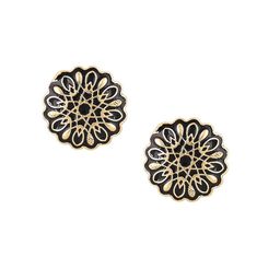 House of Pataudi Men Textured Gold-Plated Textured Enamel Detail Cuff Links-image-38