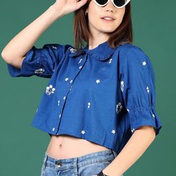 LIMEROAD Floral Embroidered Peter Pan Collar Top-16