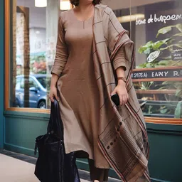 GoSriKi Women Solid Kurta with Trousers & Dupatta-picture-48