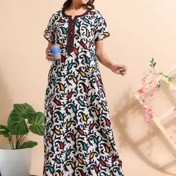 9shines Label Women Pure Cotton Embroidered Nightdress-image-82