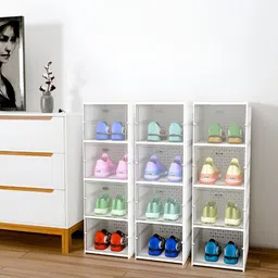Myntra Elegant Homes Set Of 3 White 4-Layer White Foldable Shoe Rack-5