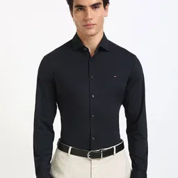 Tommy Hilfiger Men Slim Fit Spread Collar Solid Formal Shirt-image-64