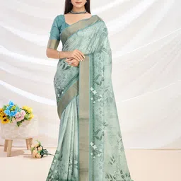 KALINI Floral Printed Zari Saree-image-31