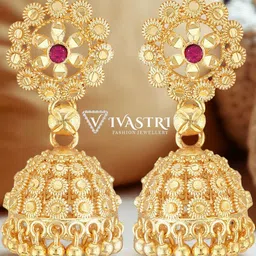 VIVASTRI Contemporary Gold-Plated Jhumka Earrings-picture-35