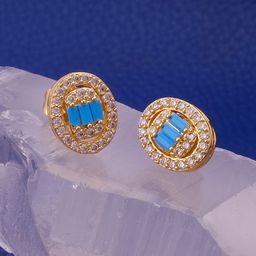 EL JOYERO Gold-Plated Cubic Zircon Studded Circular Shaped Studs-14