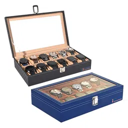 Kuber Industries 2-Pcs Navy Blue 12 Slots Wrist Watch Organisers-image-91