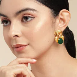 Anouk Gold Plated Artificial Stone Studded Contemporary Drop Earrings-55