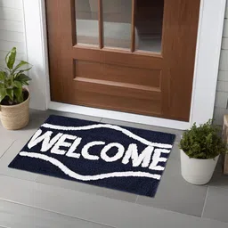 Kuber Industries 4Pcs Blue Printed Rectangle Anti Skid Doormats-image-83