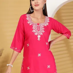 Clora Creation Women Ethnic Motifs Embroidered Kurti-image-16
