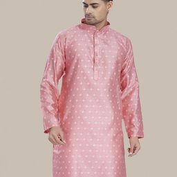DIVISIVE Woven Design Mandarin Collar Straight Kurta-image-7