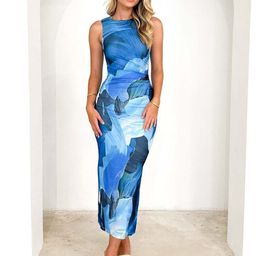 DressBerry Women Printed Sleeveless Ruched Midi Sheath Dress-image-43