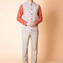 Ekmatra Men Pure Cotton Printed Nehru Jackets-29
