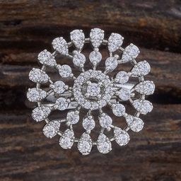 Kushal's Fashion Jewellery Rhodium-Plated Cubic Zirconia Studded Finger Ring-picture-27