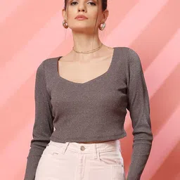 STYLECAST X KASSUALLY Women Sweetheart Neck Cotton Crop Top-image-29