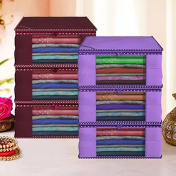 Kuber Industries Maroon & Purple 6 Pieces Foldable Drawer Organisers-56