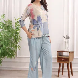 NIGHT FLOSS Printed Round Neck Tunic With Palazzo Co-Ords-83