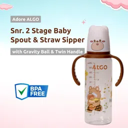 Adore ALGO Snr.2 In 1 Silicon Spout & Straw Baby Sipper With Gravity Ball image 5
