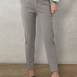 FITHUB Women Tapered Fit High-Rise Wrinkle Free Formal Trousers-picture-28